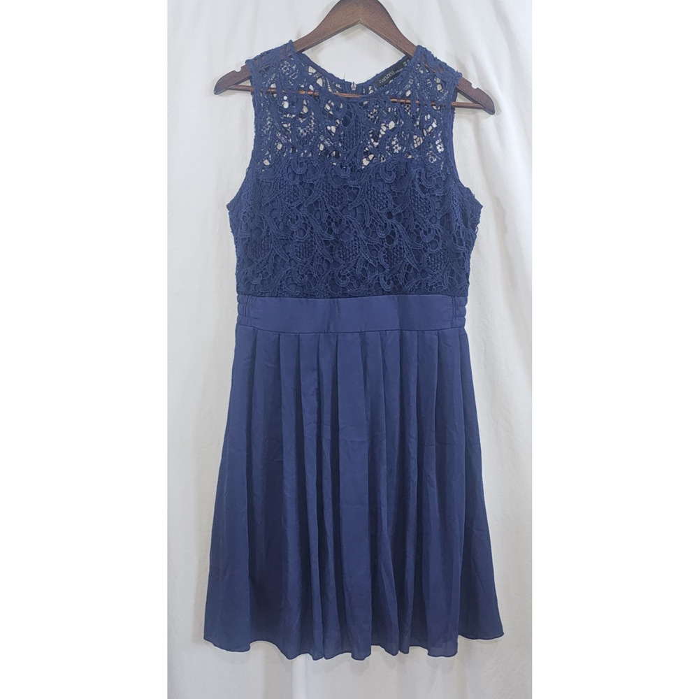 Zanzea Collection Navy Midi Dress Size 10 Crochet Overlay Summer Beach Event